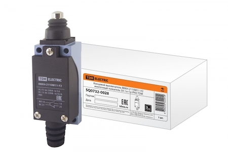 TDM ELECTRIC SQ0732-0028 Концевой выключатель компактный ВККН-2110М11-У2 кнопочный толкатель 5А 1з+1р IP65 TDM